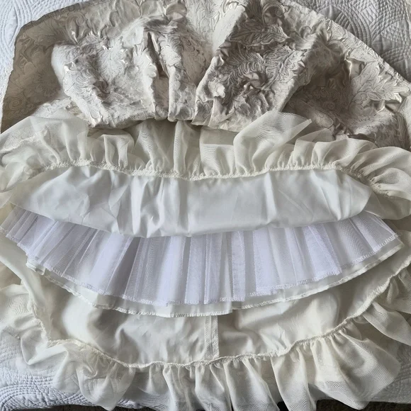 EUC Rare Editions Dress Ivory Gold Silver Girl 5 Wedding Holiday Family Photo - Picture 11 of 13